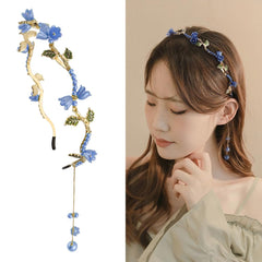 AHONEY Flower Headband for Women Girls Hair Vine Gold Leaf Boho Headband Wedding Fairy Accessories Headpiece Bridal Crown (Floral)