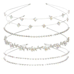 Jaciya Rhinestone Headband Silver Bridal Wedding Headband Crystal Flower Girl Leaves Crown Metal Hair Band Tiara Prom Hair Accessories for Women Girls