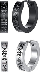 Viking earrings men Norse Viking Runes Ear Stud Earrings Stainless Steel Men Women Hoop-N34