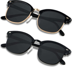 Polarized Sunglasses for Men and Women UV Protection Semi Rimless Sun Glasses Classic Half Frame