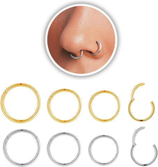 20G Stainless Steel Nose Rings, L Shaped Nose Studs and Nose Rings Hoops, Cute Heart Square CZ Nose Screw Piercing Jewelry Silver Gold For Women