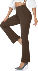 Agenlulu High Waisted Dress Pants for Women Petite/Regular/Tall Bootcut Pull On Yoga Work Slacks Pockets 28"/29.5"/31.5"
