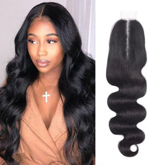 Brazilian 2x6 Human Hair Lace Closure HD Transparent 2x6 Body Wave Lace Closure Middle part Human Hair Kim K Closure With Baby Hair (16 inch)