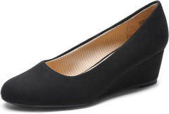 DREAM PAIRS Women's Low Wedges Heels Closed Round Toe Pumps Comfortable Slip On Dress Work Wedding Shoes