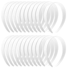 12 PCS White Plastic Headbands, 1 Inch Wide No Teeth Hair Bands for Girls & Women, Blank DIY Plain Headbands for Crafts