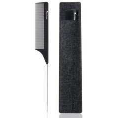 HYOUJIN Carbon Hair Rat Tail Combs - Parting & Detangling Combs for Women with Fine Teeth, Ideal for Curly Hair - Black