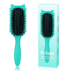 Curl Defining Brush, Curly Hair Brush Defining for Curls Waves & Coils, Volume Styling Women'S Curls, Reduce Pulling Frizz, Funny Cat Ear Designs - Pink
