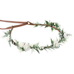 Handmade Purple Flower Crown Girls Headband Bridal Headpiece Flower Wreath for Women Hair Halo Floral Headdress for Weeding Party Festival Birthday