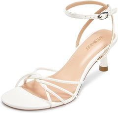 wetkiss Womens Sandals Round Open Toe Kitten Heels Adjustable Ankle Strap Low Heels Heeled Sandals for Women Summer Dress Shoes Not Suitable for Wide Feet