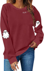 Women's Retor Ghost Skull Crop Sweatshirt Funny Spooky Teacher Ghost Gift Blouse Fall Coffee Lover Casual Pullover