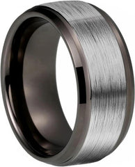 10mm Tungsten Ring Men Women Classic Engagement Wedding Band Stepped Beveled Brushed Finish Comfort Fit