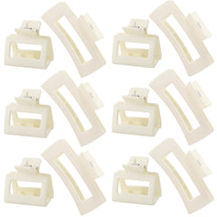 12 Pcs Rectangle Hair Clips, Hair Accessories for Women and Girls, Including 6 Pcs 4 Inch Large Claw Clips for ThickHair and 6 Pcs 2 inch Small Claw Clips for ThinHair (Neutral)