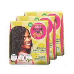 ORS Olive Oil Girls Soft Curls No-Lye Creme Texture Softening System Kit with Olive, Coconut & Avocado Oils (Pack of 1)