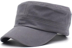 Cadet Army Cap Military Style Adjustable Flat Top Cap Unisex Basic Baseball Hat for Men Women