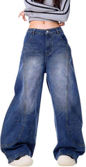 Barrel Jeans for Woman Men High Waisted Baggy Wide Leg Pants Denim Sweatpants Boyfriend Streetwear Clothes