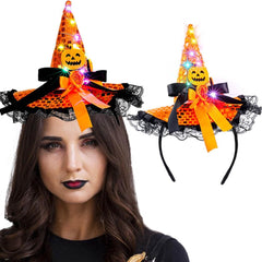 Halloween Headband Light Up Witch Hat Headbands Cosplay Costume Party Holiday Accessories Dress Up Decorations