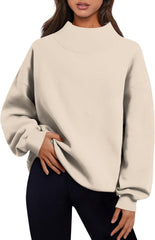 Oversized Sweatshirt for Women Trendy Mockneck Sweatshirt Long Sleeve Cute Fall Plus Size Pullover Sweatshirts