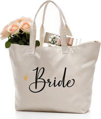 CARAKNOTS Future Mrs. Bag 2025 Bride Gifts for Wedding Bachelorette Engagement Party Accessories Bridal Shower Gifts for Bride to Be Tote Cotton Beach Shoulder Bag with Zipper and Pocket 2 Pcs