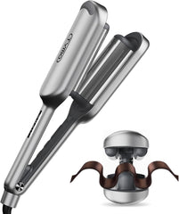 Curling Iron Hair Crimper Waver - TYMO ROVY Beach Waves Curling Wand, Ionic Deep Waver Hair Curler Tool with Ceramic 3 Barrel for Women, Dual Voltage, Anti-Scald, Easy to Use, Pink, 1.25 Inch