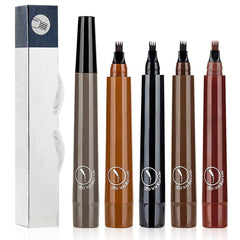 Magic Eyebrow Pencil, 3D Waterproof Microblading Eyebrow Pencil Contouring Pen 4 Tipped Precise Brow Pen, Long-Lasting Fine Stroke Microblade Eyebrow Brush (Gray Brown)