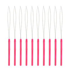 10 Pcs Hair Extension Loop Needle Threader Pulling Hook Tool and Bead Device Tool for Hair Extensions (Black)