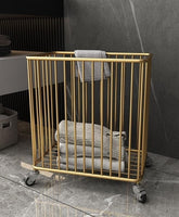 Metal Rolling Laundry Hamper with Wheels Brakes Welded Frame Laundry Basket Cart for Bathroom Room Living Room Space Saver(Black)