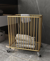 Metal Rolling Laundry Hamper with Wheels Brakes Welded Frame Laundry Basket Cart for Bathroom Room Living Room Space Saver(Black)