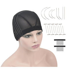 Mesh Dome Caps Wig Cap with Guideline Map for Wig Making Stretchable Wig Caps for Beginners Making Wigs (4x4 M)