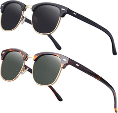 Classic Semi Rimless Polarized Sunglasses for Men Women Half Frame Retro Driving Sun Glasses NP1006
