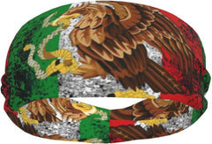 Mexico Headbands for Hiking Running Cycling Mexico Flag Headbands Mexican Sweatbands Wide Head Bands