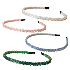 Cuizhiyu 4 PK Crystal Rhinestone Headbands for Women Girls Double Rows Sparkly Beaded Hair Hoops Clear Black Weave Narrow Hair Bands Hair Accessories (Color A)