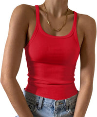 Artfish Women's Sleeveless Tank Top Form Fitting Scoop Neck Ribbed Knit Basic Cami Shirts