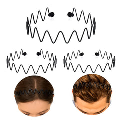 CAMKONG 6PCS Metal headbands for Men Headbands Women Wavy Hair bands Spring Hair Hoop Sports Fashion Hairband Unisex Black Elastic Non Slip Simple Headwear Accessories