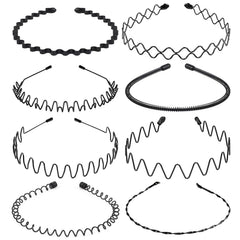 Metal Hair Band for Men With Teeth Headbands, Black Unisex Fashion Headbands, Spring Outdoor Sports Headbands, Simple Elastic Non-Slip Head Hairbands(8 Pcs)