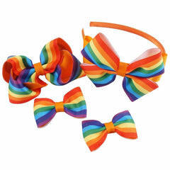 Rainbow Hair Clips Hair Bow for Women Girls Rainbows Hairs Accessories Pride Day Hairs Accessories TSFJ53 (2pcs 4Inch Rainbow)