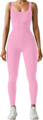 AURUZA Jumpsuit for Women Workout Seamless Jumpsuits Yoga Ribbed One Piece Tank Tops Rompers Sleeveless Exercise Jumpsuits