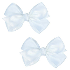 Set of 2 Delicate 3-Inch Satin Bow Hair Clips for Little Girls - Elegant Ivory Hue(Beige)