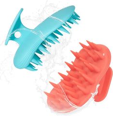 2pcs Shampoo Brush Hair Scalp Massager,100% Silicone Scalp Scrubber,Scalp Exfoliator for Stress Relax Hair Growth(Dark Blue+Green)