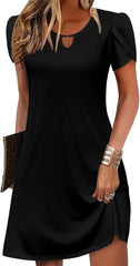 Zeagoo Women's Casual A-Line Dresses with Pockets Summer Floral Tshirt Dress Short Sleeve Mini Dress Flowy Sundresses