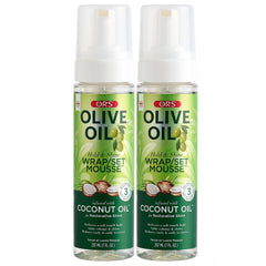 ORS Olive Oil Hold & Shine Wrap Set Mousse Infused with Coconut Oil for Restorative Shine 7 Ounce