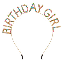 AOPRIE Birthday Girl Headband Tiara for Women & Girls - Happy Birthday Princess Crown Rhinestone Accessory, Silver