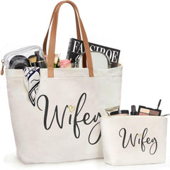 ELEGANTPARK Mrs Bag Mrs Gifts 2025 Bride Gifts Bride Tote Bag Wedding Bridal Shower Bachelorette Party Honeymoon Large Travel Canvas Totes with Zipper