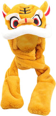 Big Children Warm Mittens Women Fleece Three In One Hooded Cap Earflap Hat Scarf Gloves Set Winter Plush Earflap
