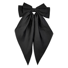 Large Navy Blue Satin Hair Bow Clip for Women Girls Oversized Long Tail Hair Accessory for Everyday Styling, 1-Pack