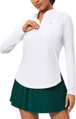 Heathyoga Womens Long Sleeve Workout Tops Golf Shirts for Woman UPF 50+ UV Sun Protection SPF Shirts Quarter Zip Pullover