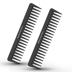Black Carbon Wide Tooth Comb (7 Inch) - Professional Detangling & Styling Tool for Men & Women, All Hair Types