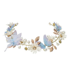 Vividsun Butterfly Headbands Flower Girl Hair Accessory with Pearls Butterfly Tiara for Christmas Birthday Cosplay Headpiece (Purple and gold)