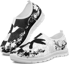Howilath Boho Flower Slip on Shoes for Men Women Animal Print Casual Loafers Running Sneakers Anti-Skid Fashion Shoes