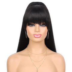G&T Wig Curly Bangs for Black Women Short Afro Kinky Curly Bangs Clip in Bangs(1B,single bangs)