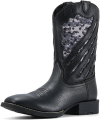 Western Boots - Square Toe Work Boot,Pull On Leather Wellington Boots,Durable Classic Slip Resistant Soft Toe Cowboy Boot